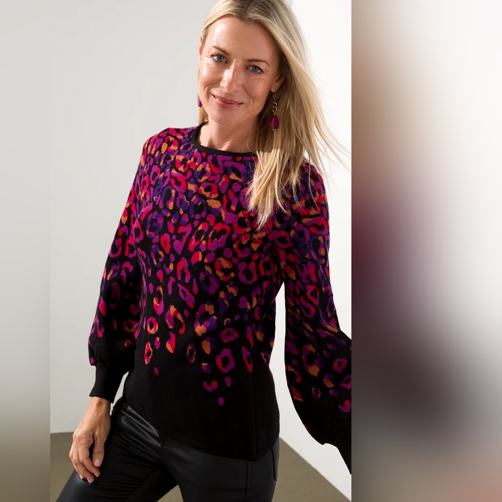 Multicolor Animal Jacquard Sweater